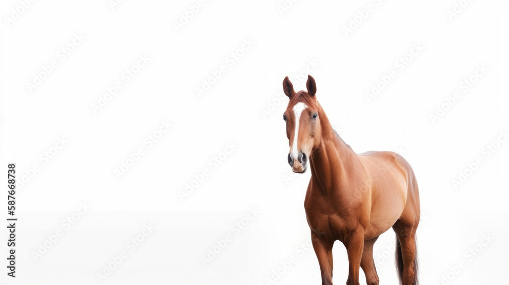 Obraz premium animal on the white Background ginger horse generative ai