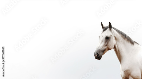 animal on the white Background grey horse generative ai