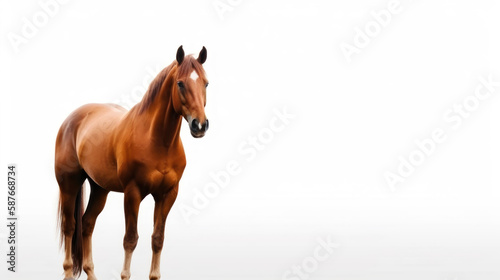 animal on the white Background ginger horse generative ai