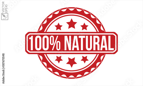 100% Natural rubber stamp vector illustration on white background. 100% Natural rubber stamp