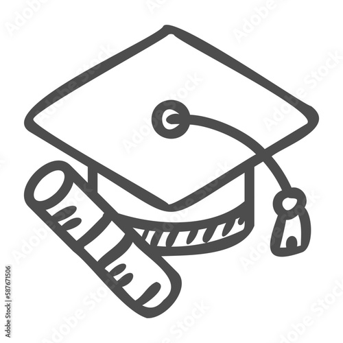 mortarboard handdrawn icon