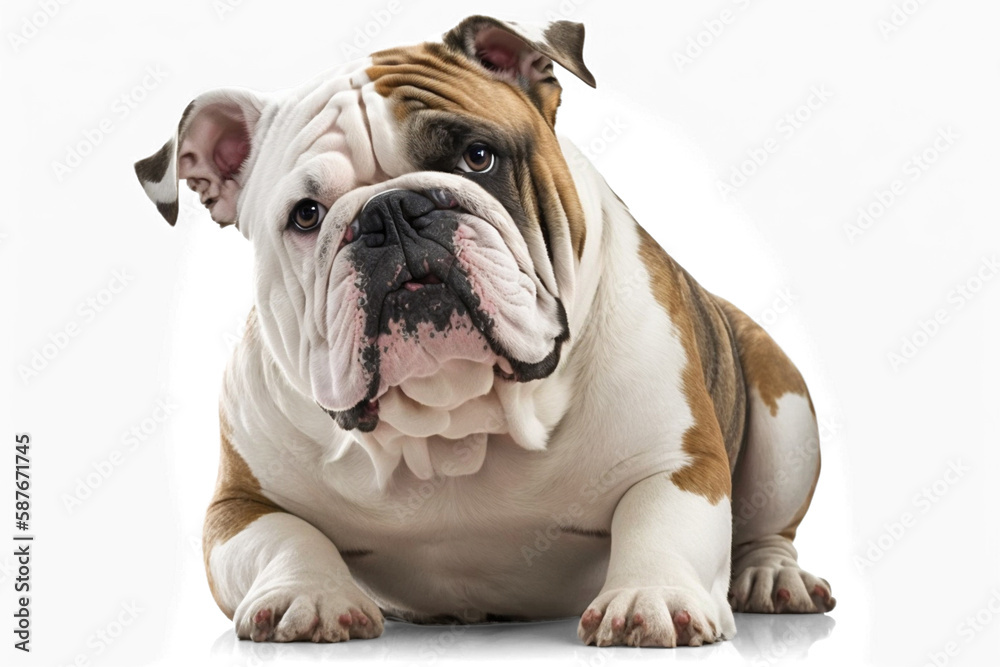 Obraz premium Powerful and Loyal: Get Captivated by the Bulldog's Charm on a white Background
