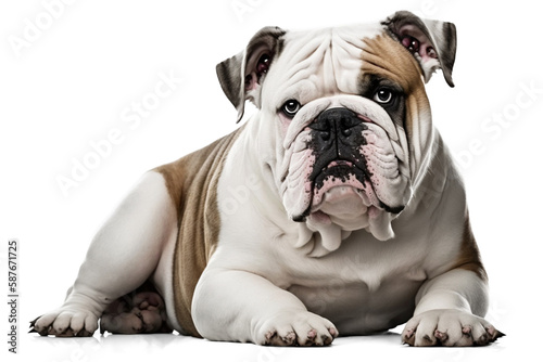 Powerful and Loyal: Get Captivated by the Bulldog's Charm on a white Background photo