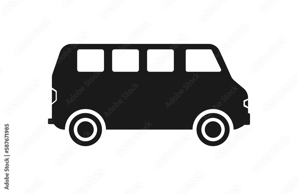 Simple big passenger car bus flat icon	