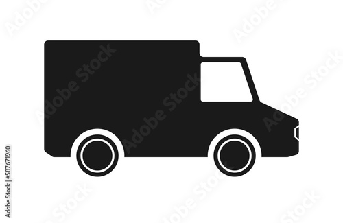Simple truck with body flat icon