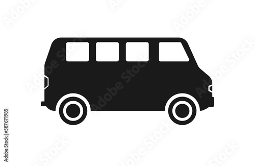 Simple big passenger car bus flat icon	