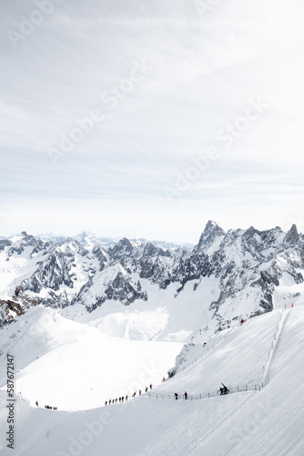 Chamonix winter mountain peaks from the ski slopes © LAMushom