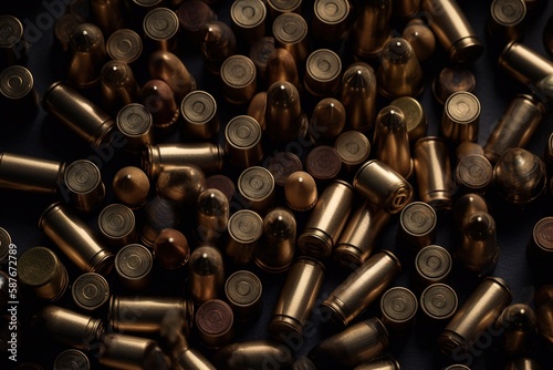bullets background, top view angle by generative ai