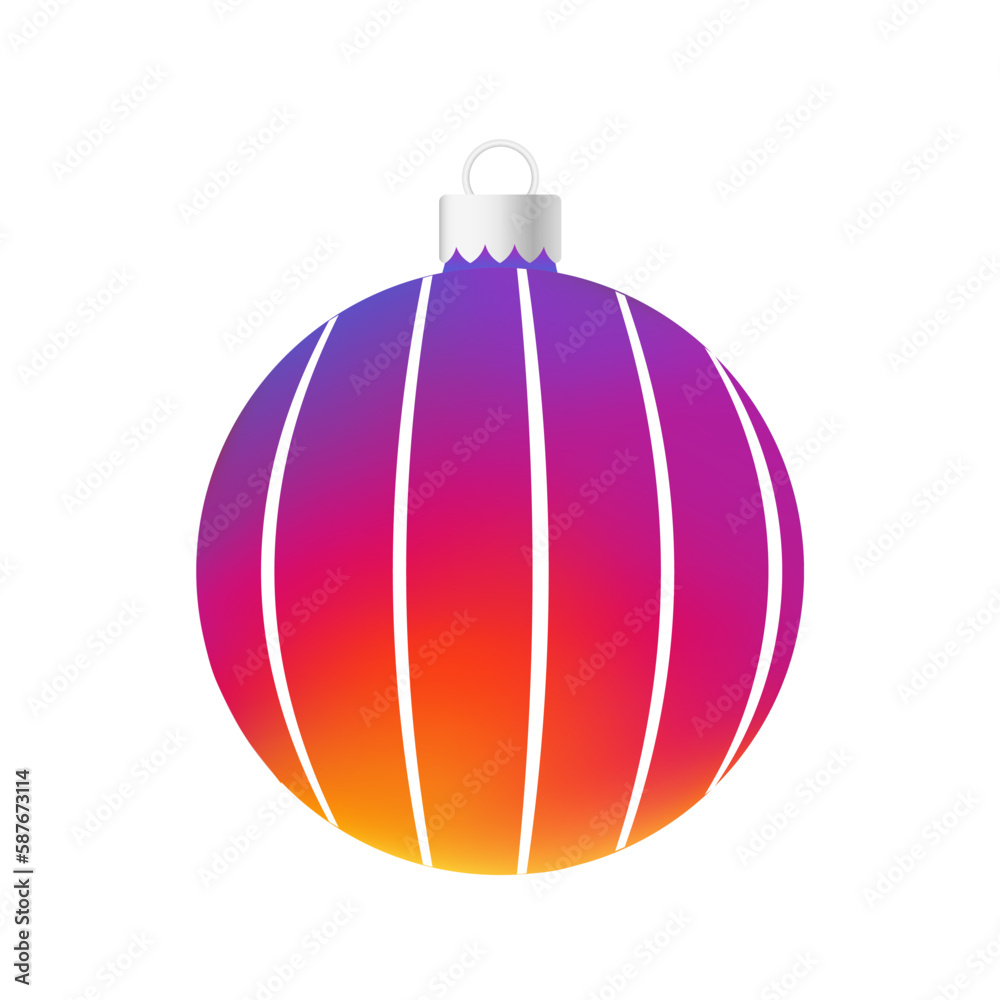Rainbow Christmas tree toy or ball Volumetric and realistic color illustration Rainbow Christmas tree toy or ball Volumetric and realistic color illustration