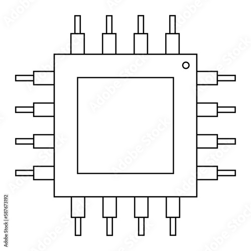 Simple illustration of Digital electronic computer CPU chip icon