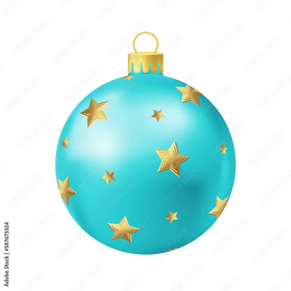 Turquoise Christmas tree ball with gold star Turquoise Christmas tree ball with gold star