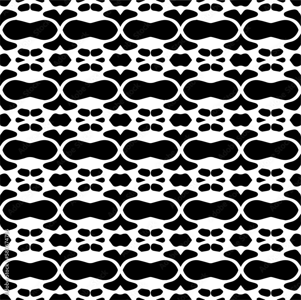 Dark background with abstract shapes. Black and white texture. Seamless monochrome repeating pattern for web page, textures, card, poster, fabric, textile. Dark background with abstract shapes. Black and white texture. Seamless monochrome repeating pattern for web page, textures, card, poster, fabric, textile.