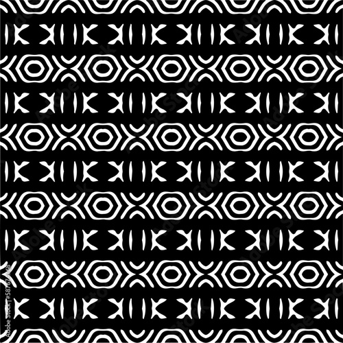Dark background with abstract shapes. Black and white texture. Seamless monochrome repeating pattern for web page  textures  card  poster  fabric  textile.
