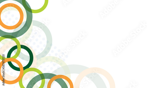 Modern white and green geometric background with circle element. Vector illustration