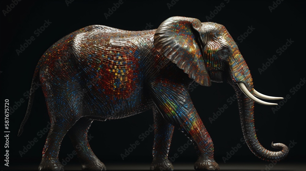 Obraz premium Vibrant Diversity as a Fictional African Elephant Showing its Colors Generated by AI