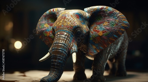 Vibrant Diversity as a Fictional African Elephant Showing its Colors Generated by AI