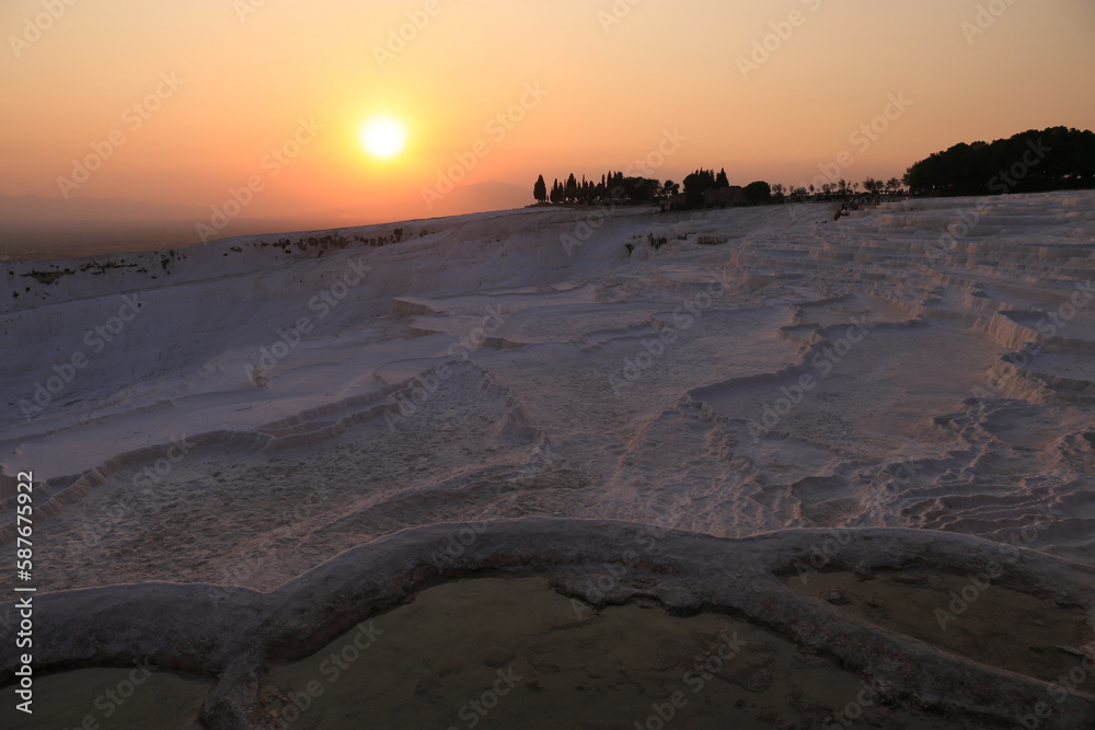 sunset in the pamukkale turkey