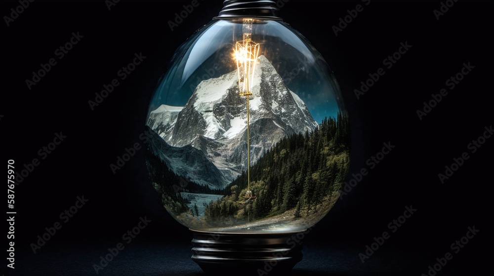 Illuminated Mount as an Intricate Journey Through a Fictional Bulb's Inner Chamber Generated by AI Illuminated Mount as an Intricate Journey Through a Fictional Bulb's Inner Chamber Generated by AI