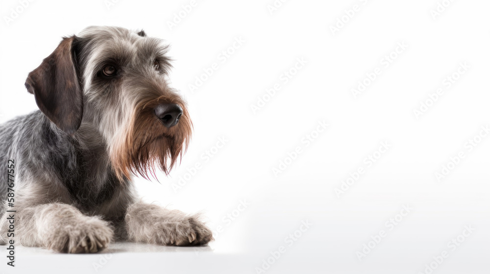 animal on the white Background German Wirehaired Hound generative ai