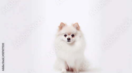 animal on the white Backgroundswayok dog Pomeranian Spitz generative ai © Sergey