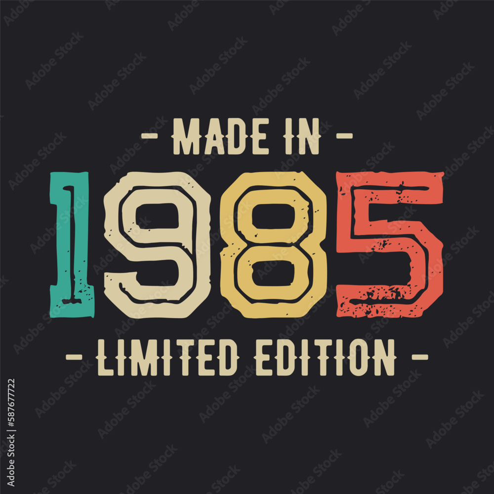 1985 vintage retro t shirt design, vector, black background