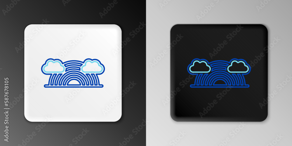 Line Rainbow with clouds icon isolated on grey background. Colorful outline concept. Vector Line Rainbow with clouds icon isolated on grey background. Colorful outline concept. Vector