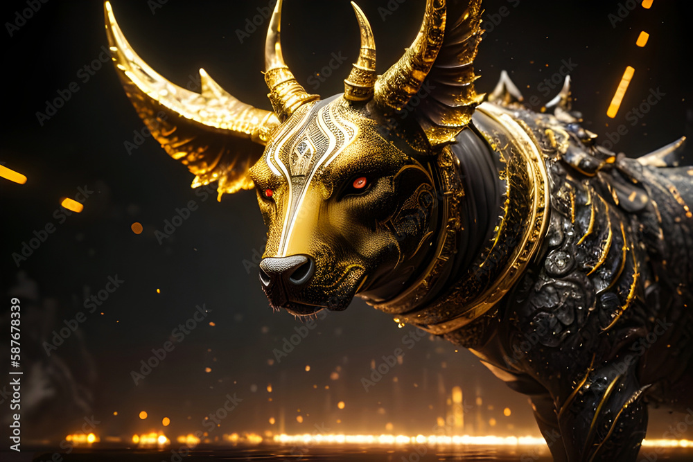 Abstract modern art of black Bull with golden texture . canvas art collection for decoration and interior. black and gold. wall art. canvas art, wallpaper . Generative ai Abstract modern art of black Bull with golden texture . canvas art collection for decoration and interior. black and gold. wall art. canvas art, wallpaper . Generative ai