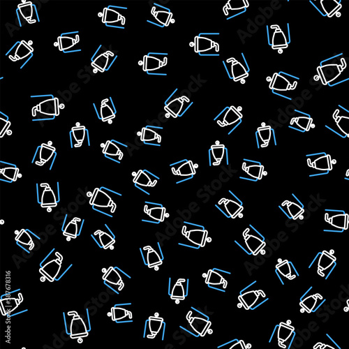 Line Beer brewing process icon isolated seamless pattern on black background. Vector