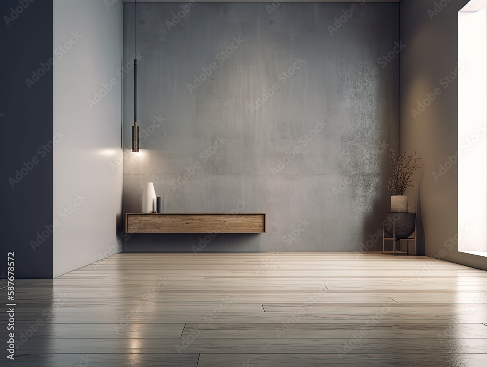 Clean Minimalist Room with Wall Mockup for Artwork Display - Generative AI Clean Minimalist Room with Wall Mockup for Artwork Display - Generative AI