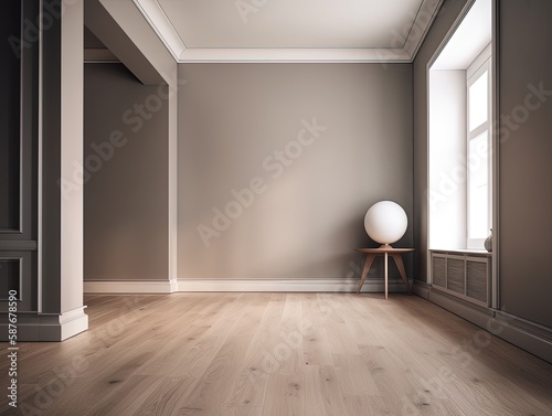 Clean Minimalist Room with Wall Mockup for Artwork Display - Generative AI