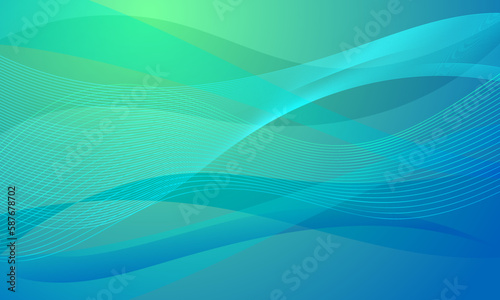 abstract blue green lines wave curves background