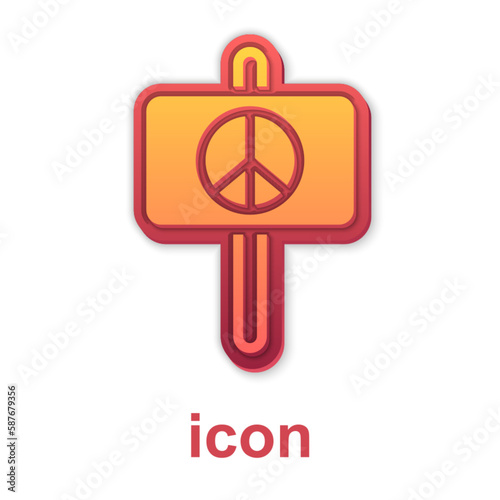 Gold Peace icon isolated on white background. Hippie symbol of peace. Vector