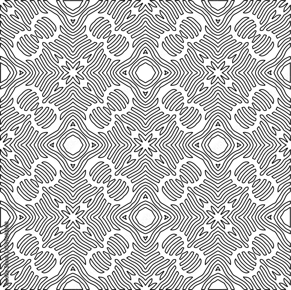 Stylish texture with figures from lines.Abstract geometric black and white pattern for web page, textures, card, poster, fabric, textile. Monochrome graphic repeating design. Stylish texture with figures from lines.Abstract geometric black and white pattern for web page, textures, card, poster, fabric, textile. Monochrome graphic repeating design.