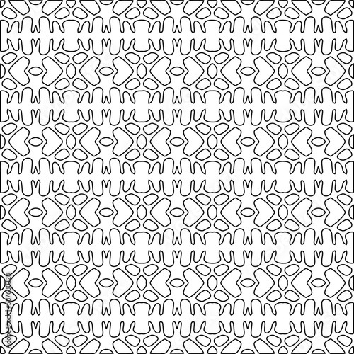 Stylish texture with figures from lines.Abstract geometric black and white pattern for web page, textures, card, poster, fabric, textile. Monochrome graphic repeating design. 