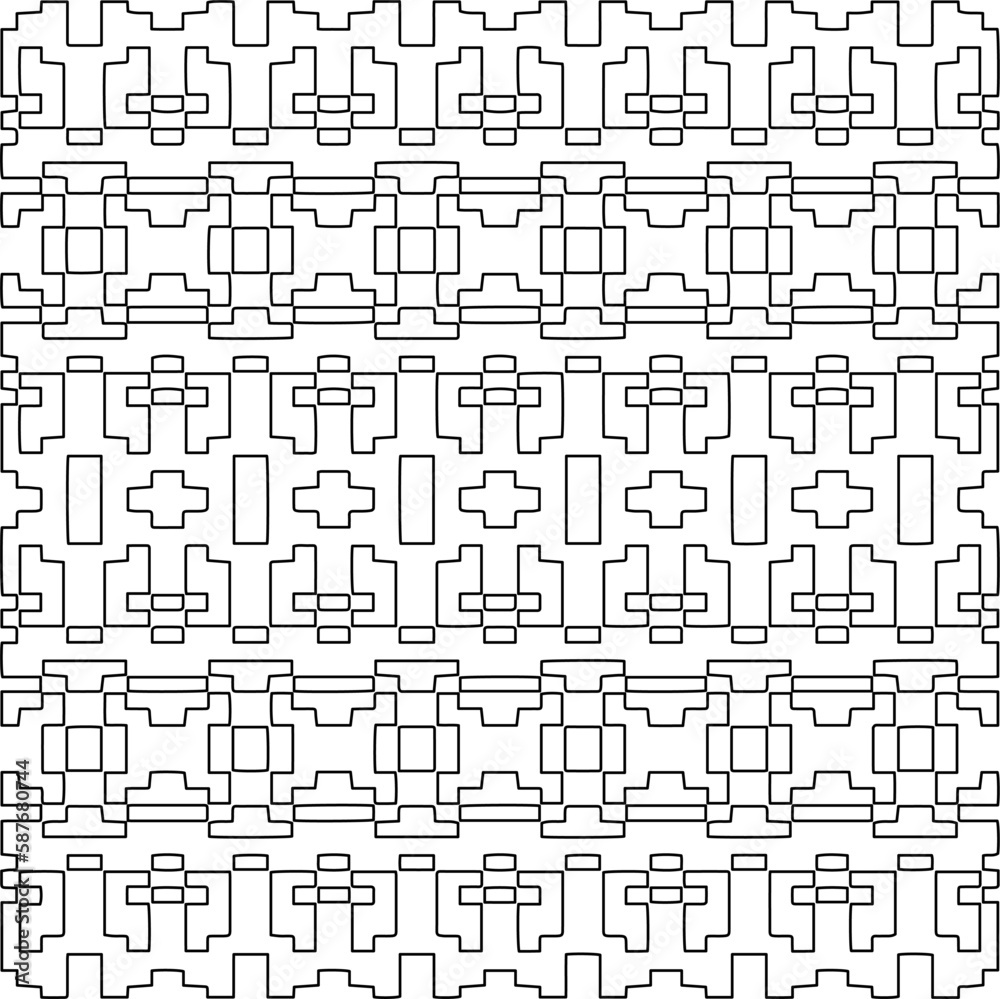 
Stylish texture with figures from lines.Abstract geometric black and white pattern for web page, textures, card, poster, fabric, textile. Monochrome graphic repeating design. 