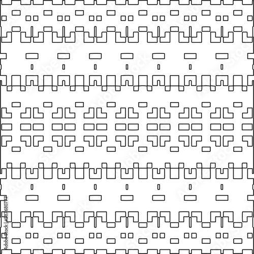  Stylish texture with figures from lines.Abstract geometric black and white pattern for web page  textures  card  poster  fabric  textile. Monochrome graphic repeating design. 