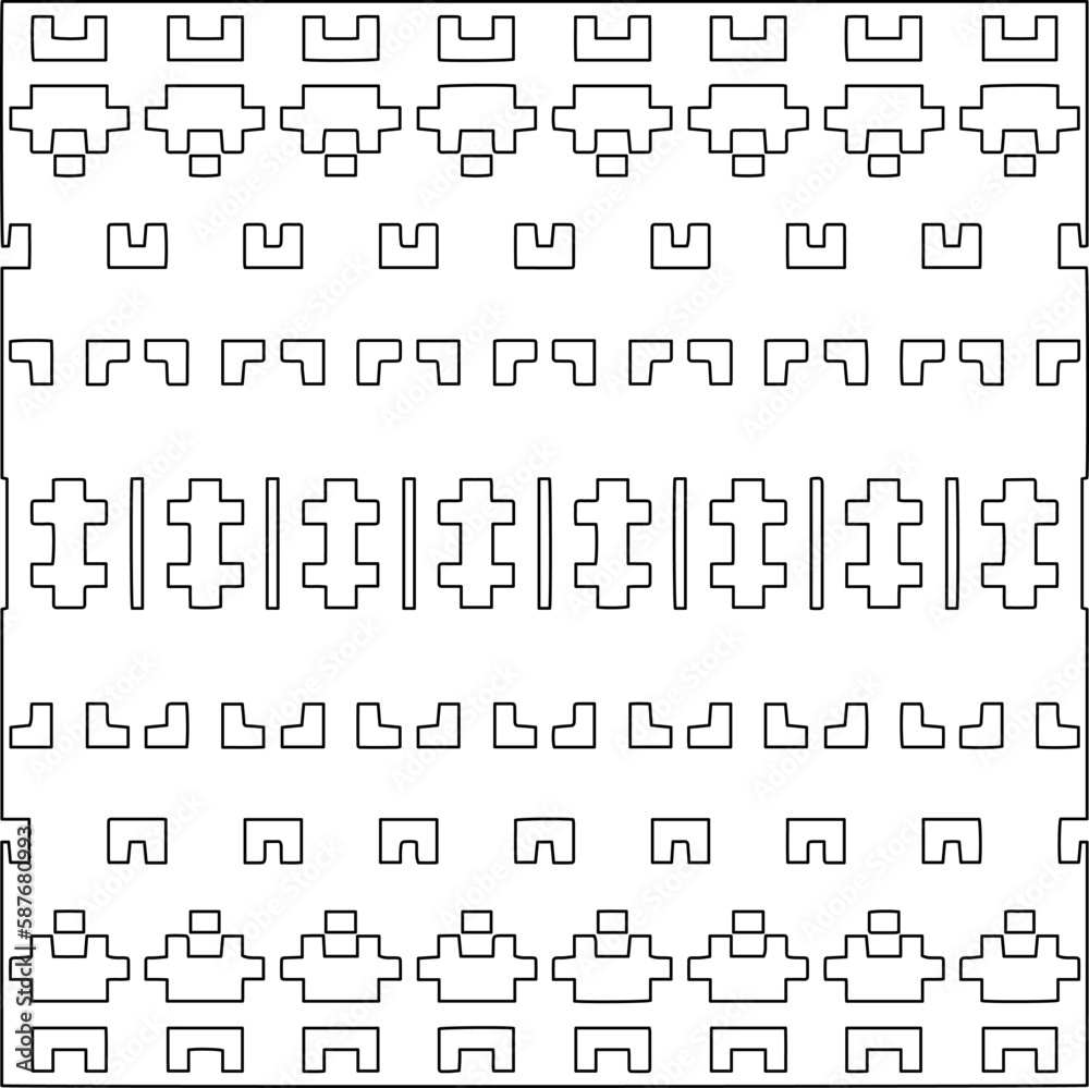 Stylish texture with figures from lines.Abstract geometric black and white pattern for web page, textures, card, poster, fabric, textile. Monochrome graphic repeating design. 