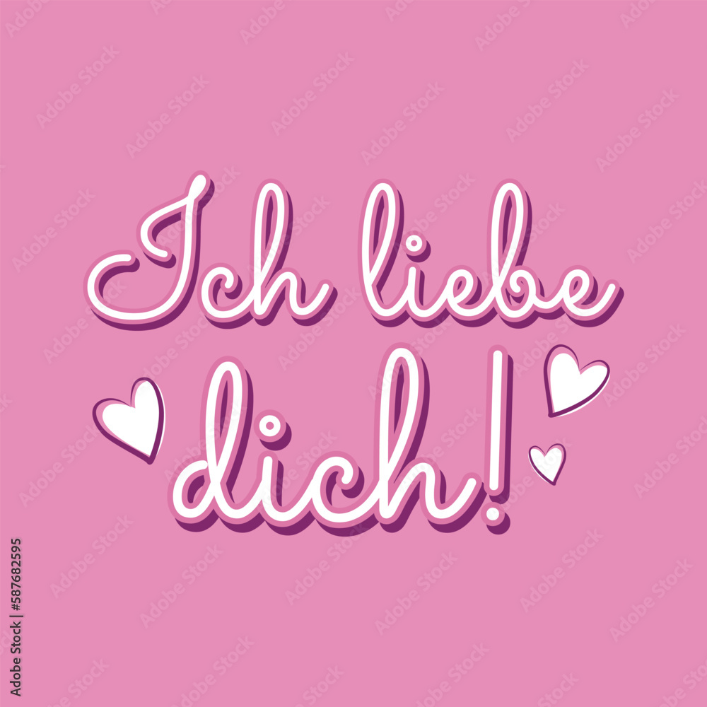 Ich liebe dich i love you german language valentine heart cute banner design vector