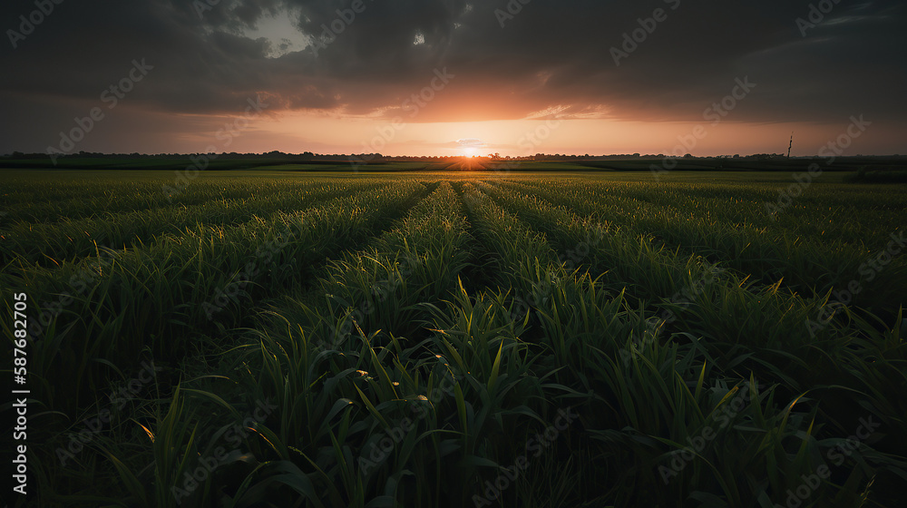 sunset over field sunset over field
