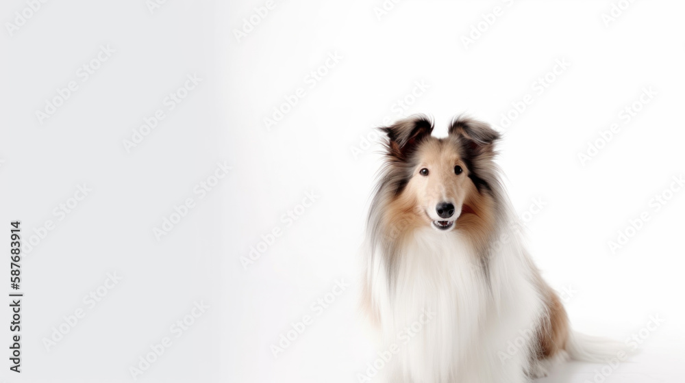 Fototapeta premium animal on the white Background dog Long-haired collie generative ai