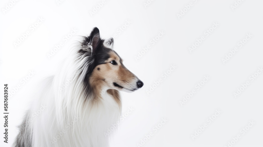 animal on the white Background dog Long-haired collie generative ai