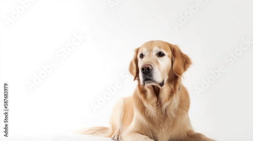 animal on the white Background dog Golden retriever generative ai