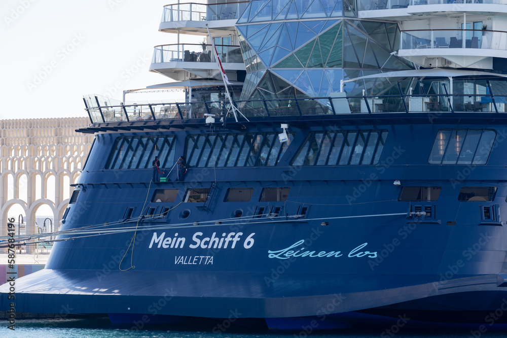  Doha, Qatar - March 18, 2023: Luxury cruise ship the Mein Schiff 6 