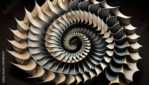 A spiral composed of small triangles that rotate and grow outward Generative AI