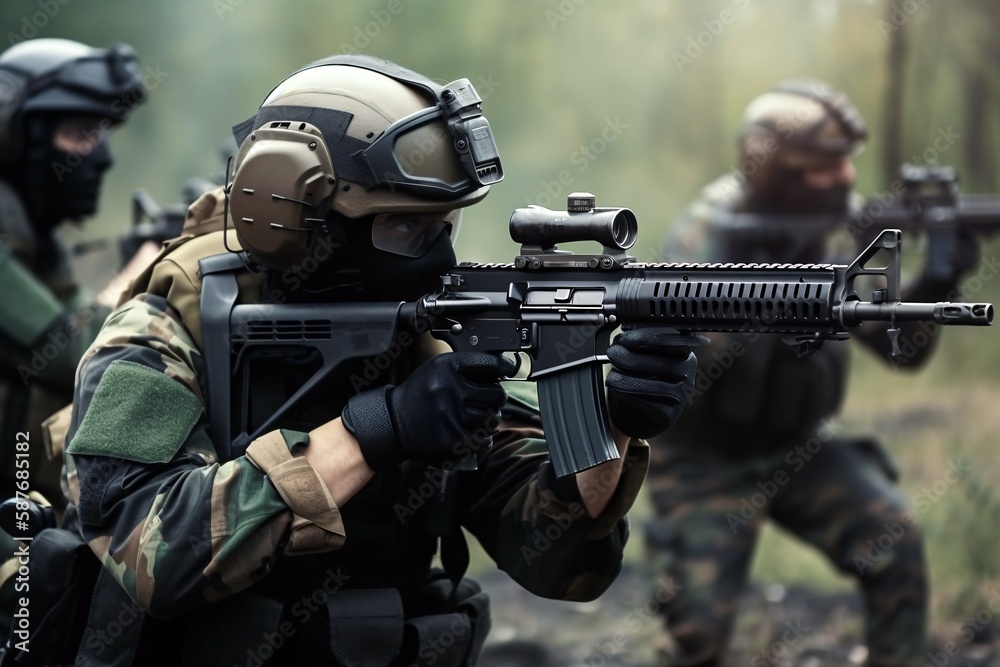 Special forces Anti-terrorist on mission. Generative AI. Special forces Anti-terrorist on mission. Generative AI.