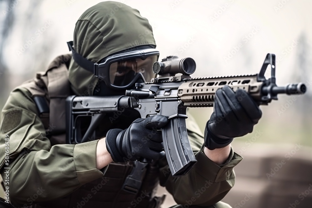 Special forces Anti-terrorist on mission. Generative AI. Special forces Anti-terrorist on mission. Generative AI.