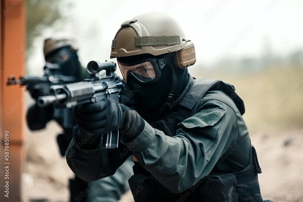 Special forces Anti-terrorist on mission. Generative AI. Special forces Anti-terrorist on mission. Generative AI.