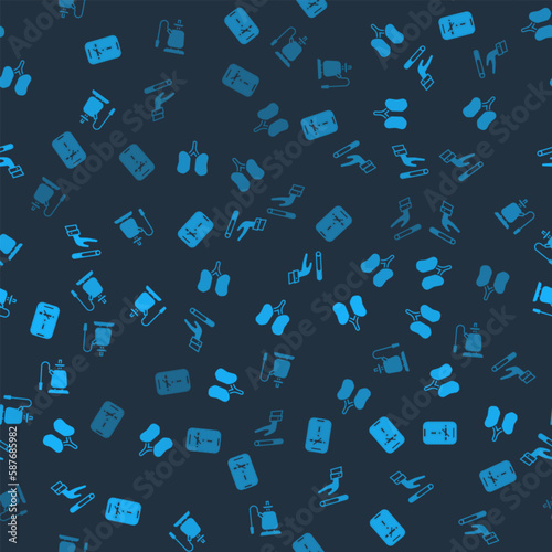 Set No smoking, Lungs, Giving up cigarette and Hookah on seamless pattern. Vector