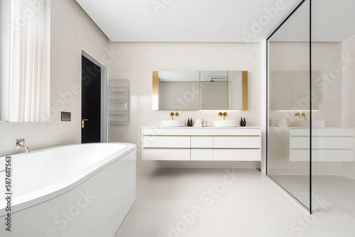 Modern Elegance: A Bright Bathroom with Stylish Interior Design Accents
