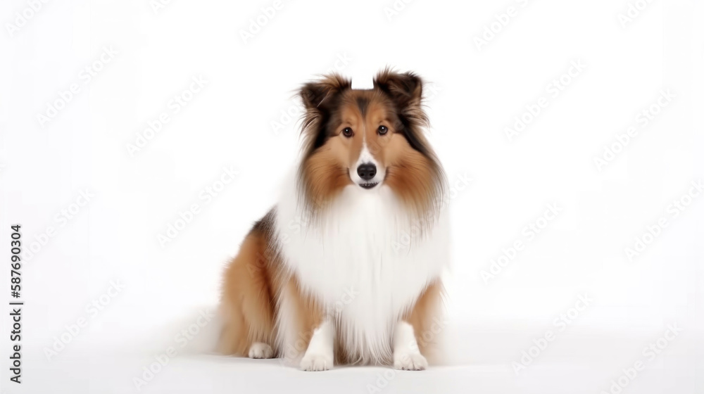animal on the white Background dog Sheltie generative ai animal on the white Background dog Sheltie generative ai